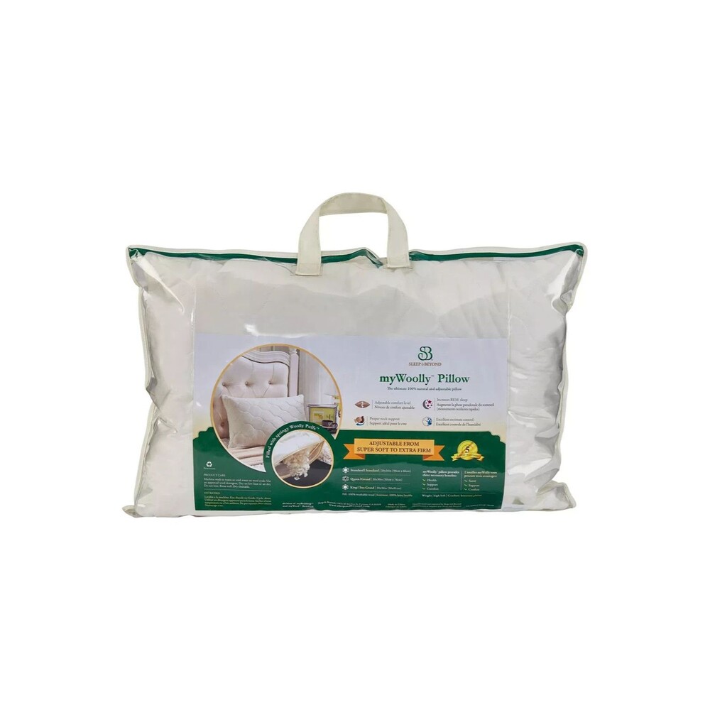 Sleep & Beyond myWoolly Standard Pillow 100% Natural, Adjustable & Washable Wool